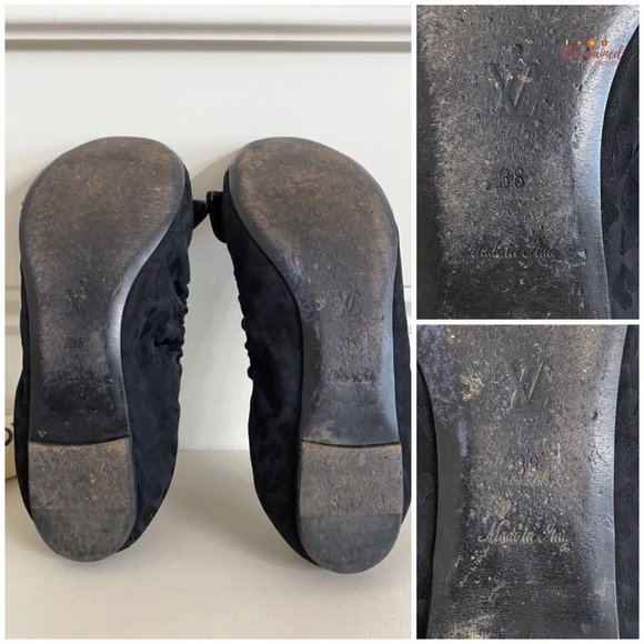 Authentic Louis Vuitton Black Leopard Print Fabric Amulet Ballet Flats Size 38/8 - Picture 8 of 13